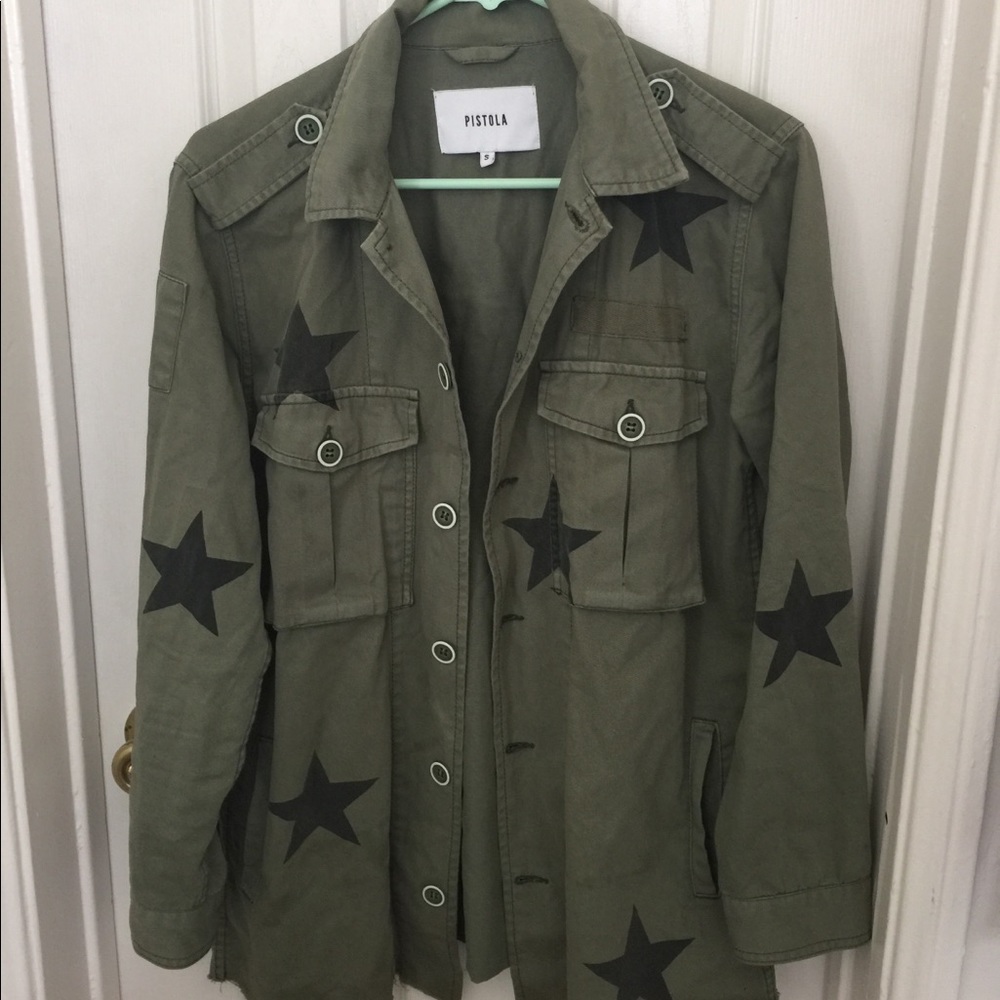 Oversized Cargo Green Button Up w Stars